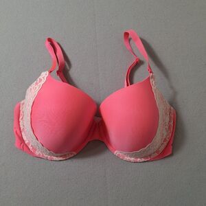 Victoria's Secret Demi Bra 36DD Hot Pink Underwired Lace Adjustable